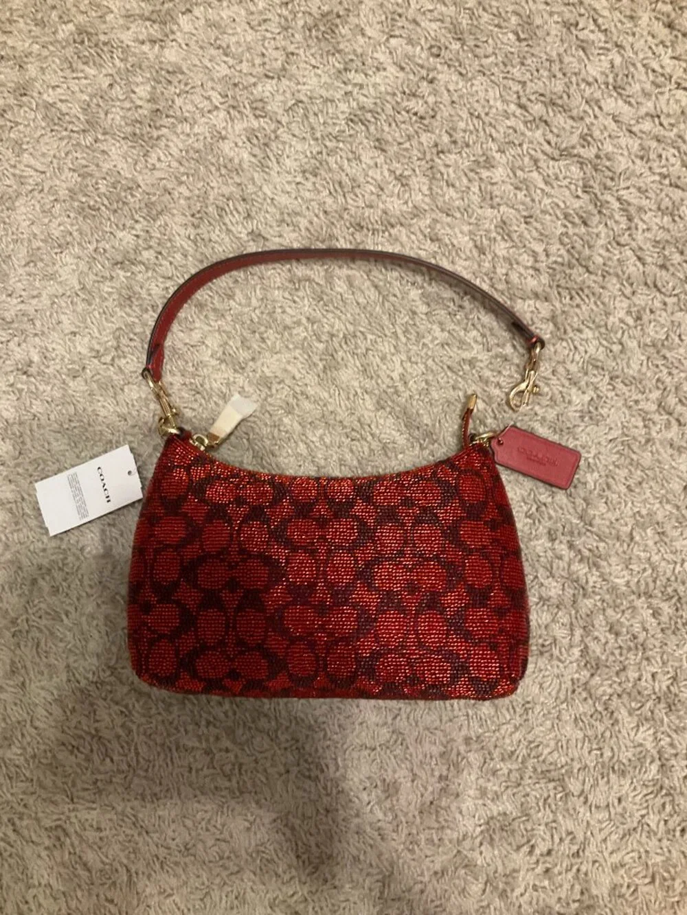 Coach teri shoulder bag in signature veaded satin. beaded SIGNATURE / GOLD /crim